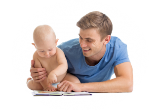 Dad With Baby Reading Png PNG images
