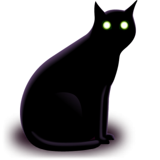 Cute cat black icon illustration PNG, with transparent background