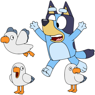 Bluey With Birds Png PNG images