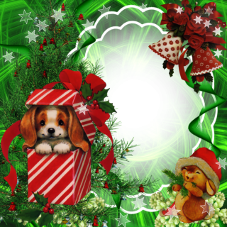 Christmas Frame With Gifts And Dog Clipart PNG images
