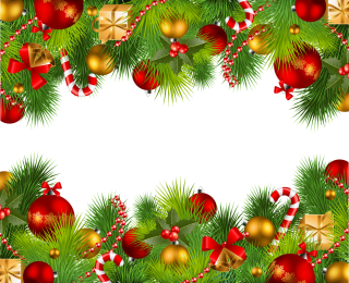 Christmas Gift, Balls, Candy In Frame PNG images