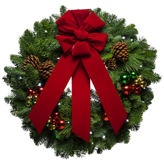 Transparent Christmas Wreath With Red Bow PNG Picture PNG images