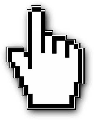  Clipart Image Of A Black And White Cursor Hand With Pointer Finger PNG images