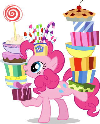 Little Pony With Cakes And Gifts Clipart PNG images