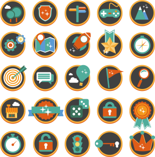 Flat Gamification Icons The Icon Set Created 100% In PowerPower By PNG images