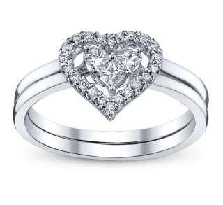 Heart And Bow Diamond Engagement Rings Png PNG images