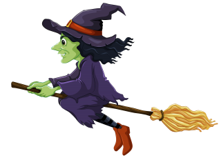 Witch On Broom Halloween PNG Image PNG images