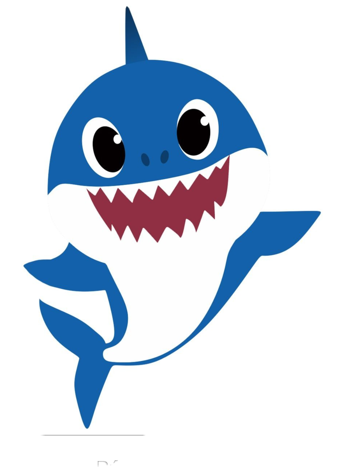 Blue baby shark white outline png picture