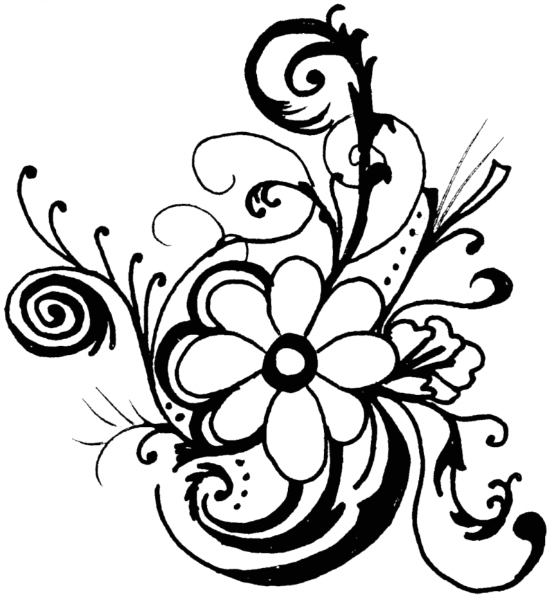 Black And White Clip Art Flowers Pictures PNG Transparent Background