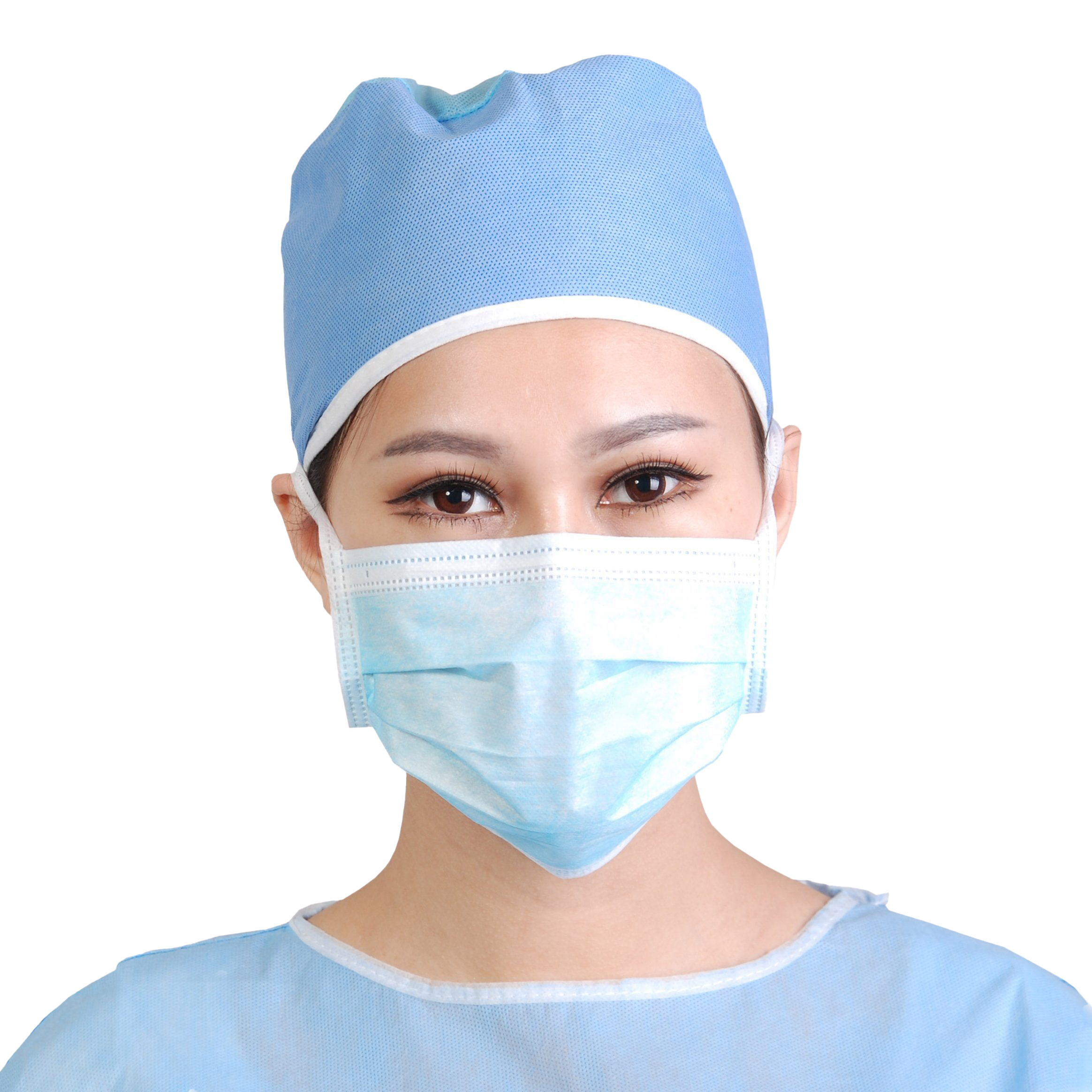 blue medical face mask for woman png