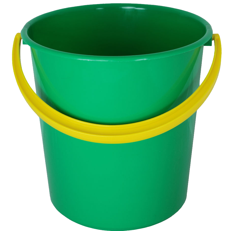 Green Bucket, Yellow Handle Clipart PNG Transparent Background, Free