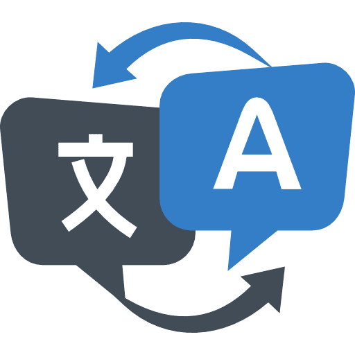 Blue and Dark Grey Multi-Language Translation PNG Icon