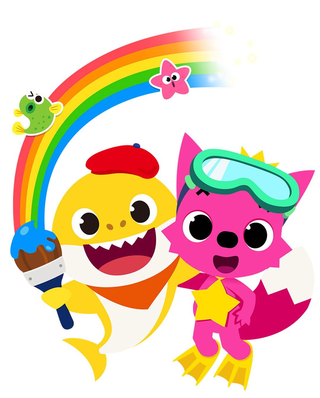 Baby shark, pinkfong with Rainbow Png