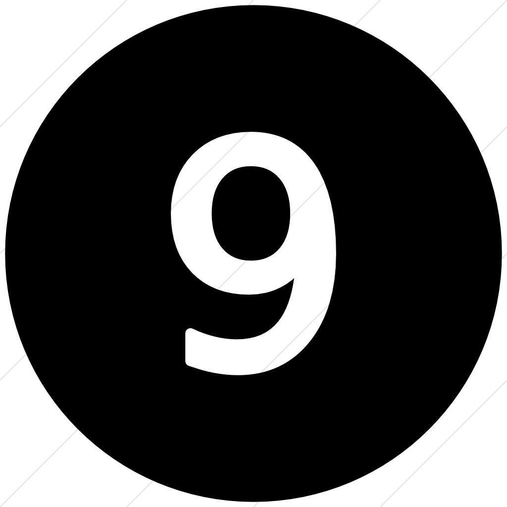 Цифра 9. Иконки цифры. Цифра 9 в круге. Цифры на черном фоне. Чисто девять