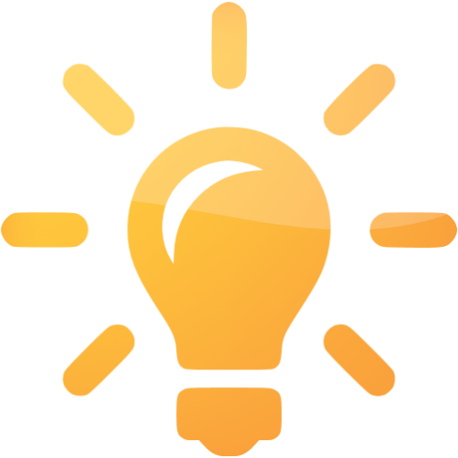 Orange light bulb, idea icon