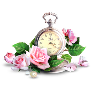 romantic flower clock png