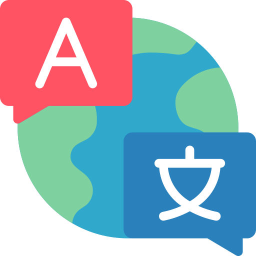 Multi-language translator globe icon PNG
