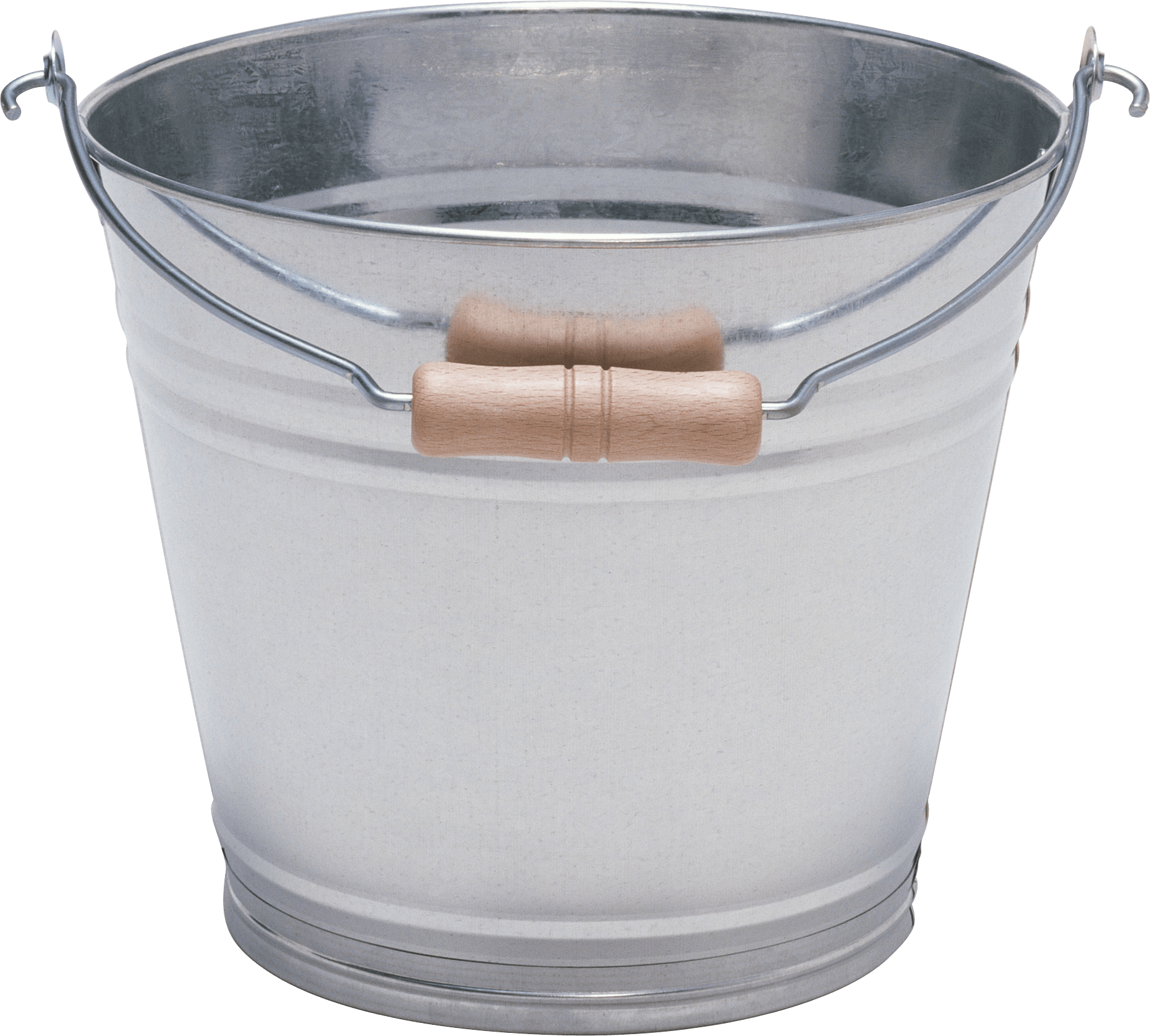 Silver With Wood Bucket PNG Transparent Background, Free Download