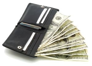 wallet with money transparent